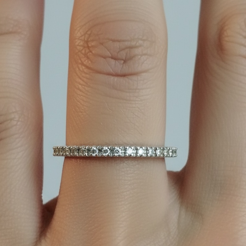 Sterling Silver .15CTS Diamond Band Ring Size 6.5